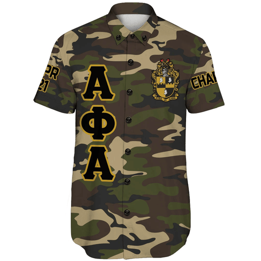 (Custom) GetteeStore Shirt - Alpha Phi Alpha Camouflage Short Sleeve Shirt A31