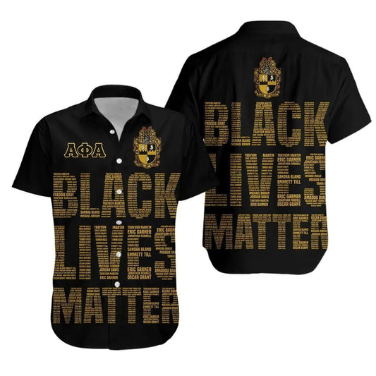 GetteeStore Shirt - ALPHA PHI ALPHA FRATERNITY BLACK LIVES MATTER SHORT SLEEVE SHIRT J5