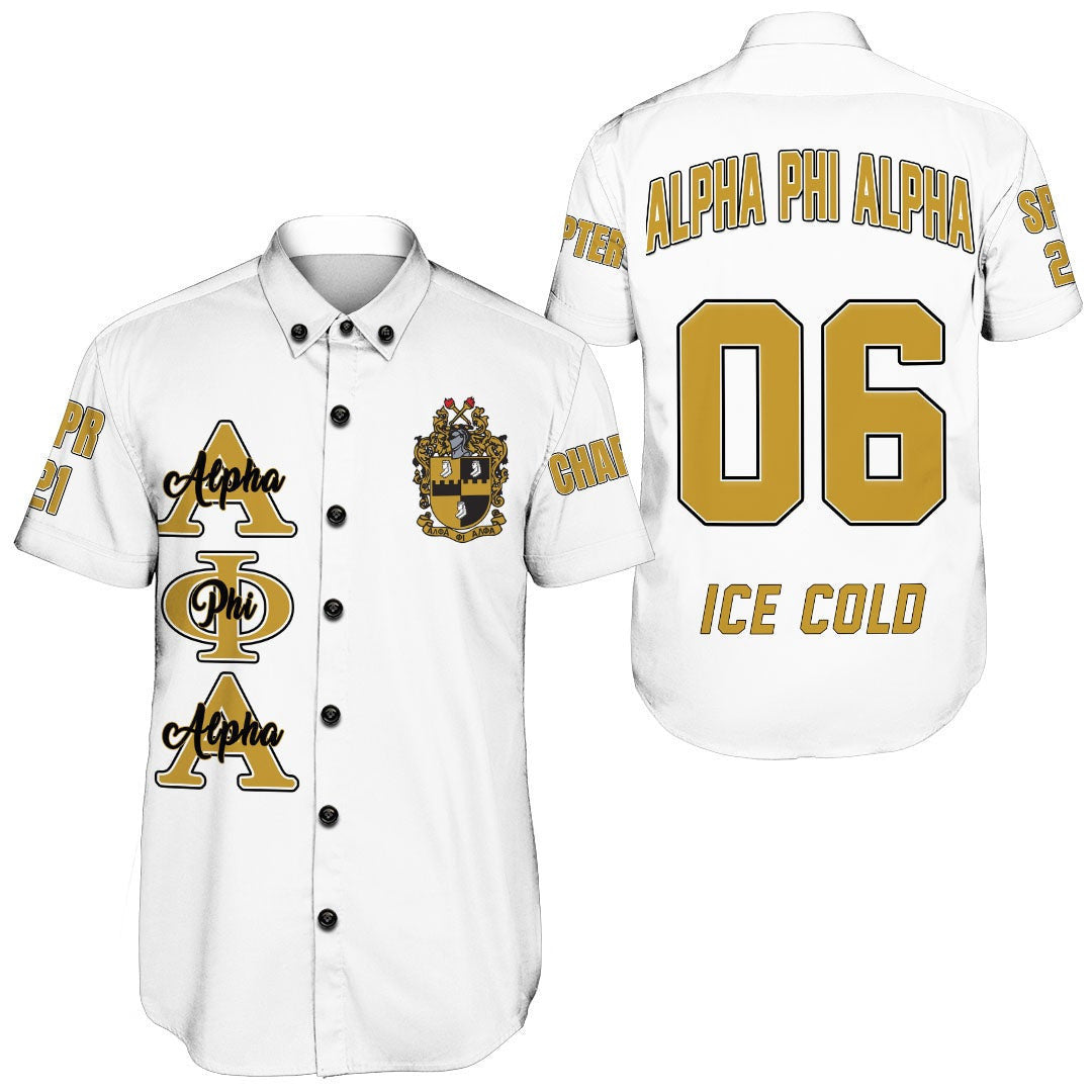 (Custom) Getteestore Short - Alpha Phi Alpha ( White ) Short Sleeve Shirt A31