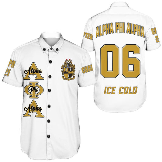 (Custom) Getteestore Short - Alpha Phi Alpha ( White ) Short Sleeve Shirt A31