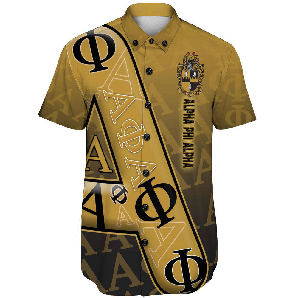 Gettee Clothing - Alpha Phi Alpha Letters Pattern Short Sleeve Shirt A35