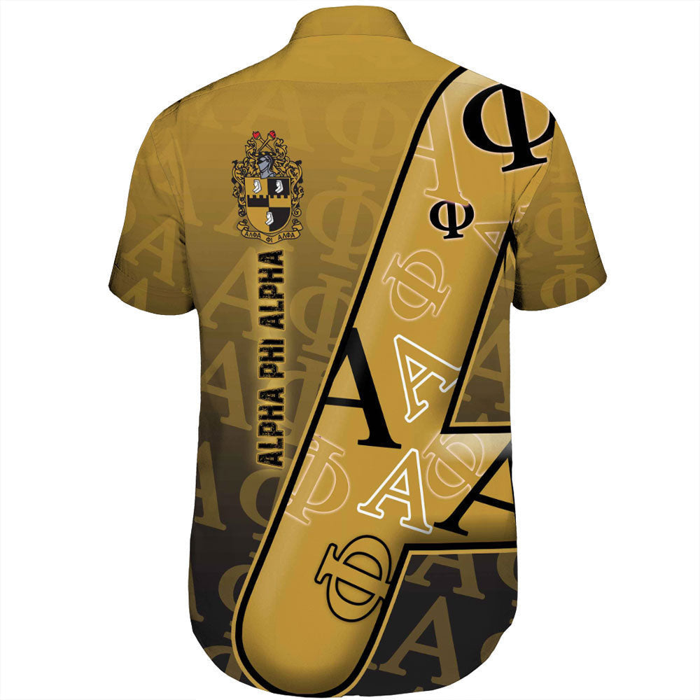 Gettee Clothing - Alpha Phi Alpha Letters Pattern Short Sleeve Shirt A35