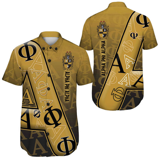 Gettee Clothing - Alpha Phi Alpha Letters Pattern Short Sleeve Shirt A35
