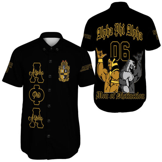 Getteestore Short Sleeve Shirt - (Custom) Alpha Phi Alpha Hand Sign Fraternity A31