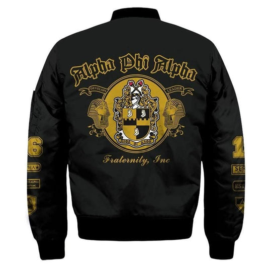 Leadership Alpha Phi Alpha Sleeve Zip Bomber Jacket | Getteestore