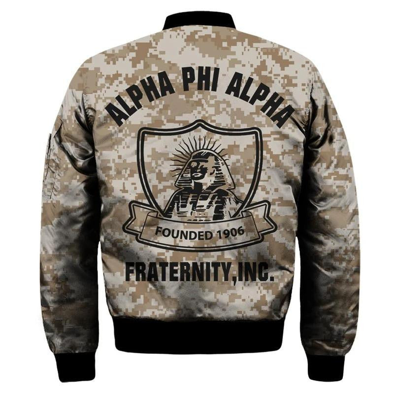 Military Alpha Phi Alpha Sleeve Zip Bomber Jacket | Getteestore