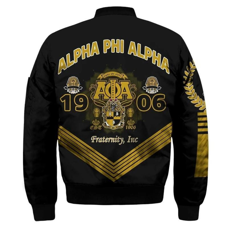 Pharaoh King Alpha Phi Alpha Sleeve Zip Bomber Jacket | Getteestore