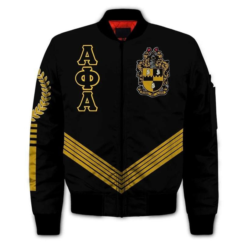 Pharaoh King Alpha Phi Alpha Sleeve Zip Bomber Jacket | Getteestore.com
