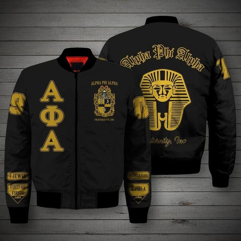 Giza Alpha Phi Alpha Sleeve Zip Bomber Jacket | Gettee