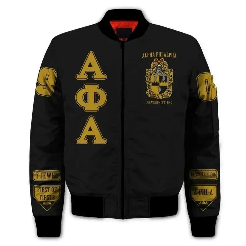 Giza Alpha Phi Alpha Sleeve Zip Bomber Jacket | Getteestore.com