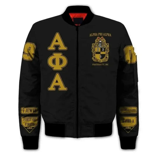 Giza Alpha Phi Alpha Sleeve Zip Bomber Jacket | Getteestore.com