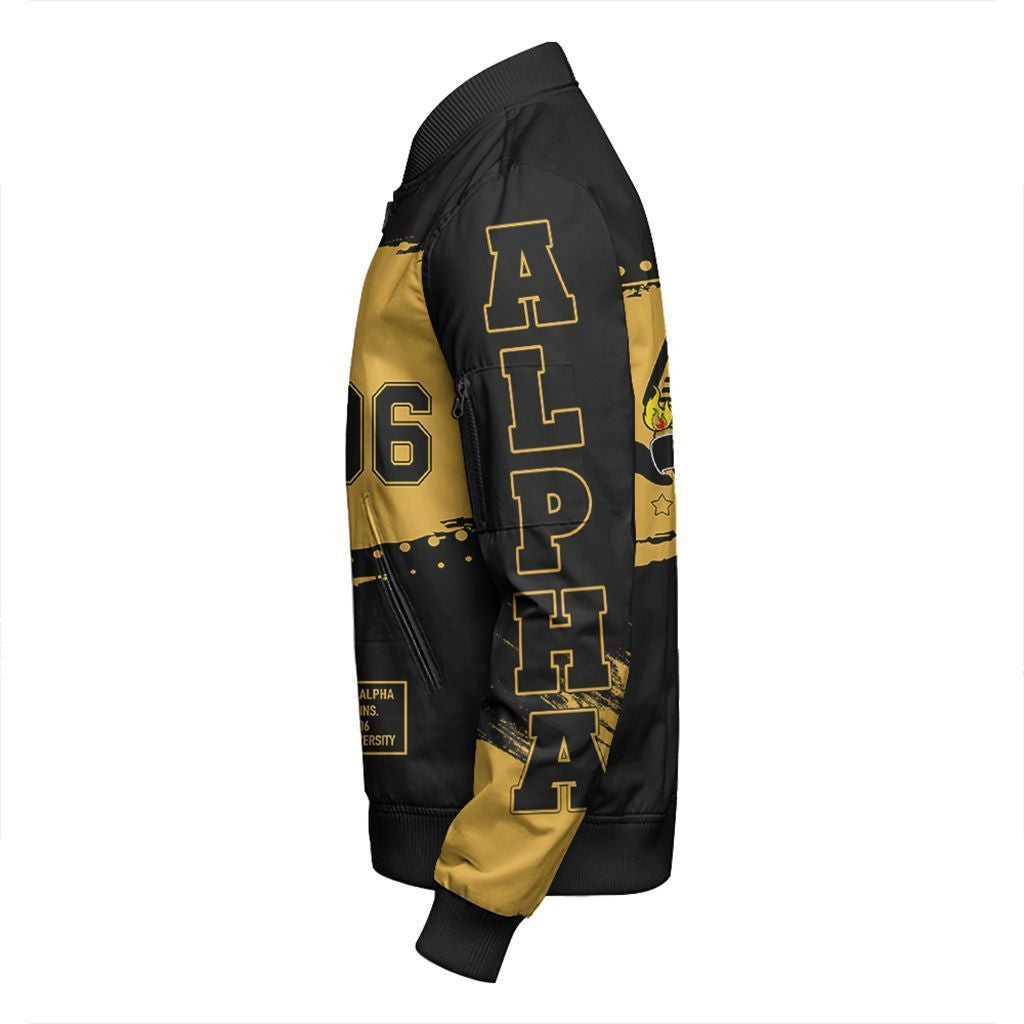 Alpha Phi Alpha Indiana University Sleeve Zip Bomber Jacket