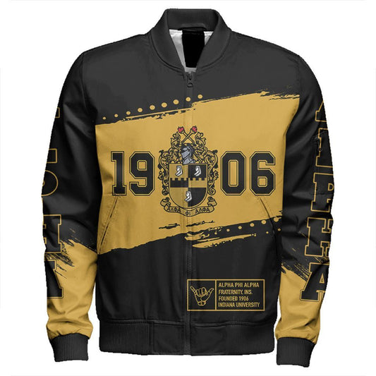 Alpha Phi Alpha Indiana University Sleeve Zip Bomber Jacket | Africazone.store