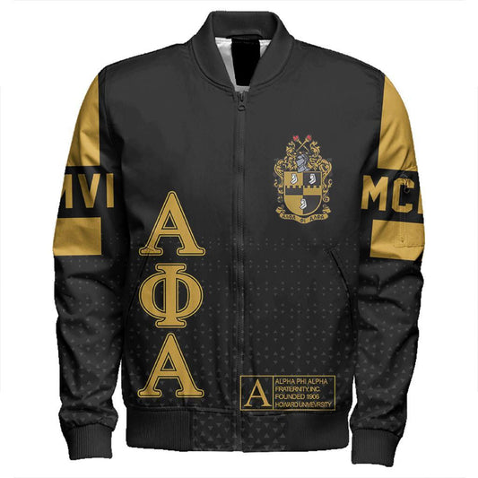 MCM Alpha Phi Alpha Sleeve Zip Bomber Jacket | Africazone.store