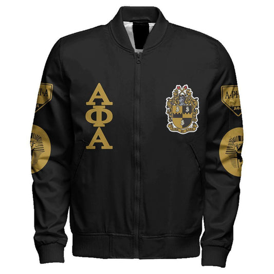 Shield Of Alpha Phi Alpha 1906 Sleeve Zip Bomber Jacket