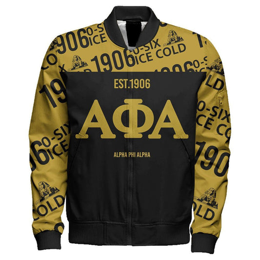 1906 Ice Cold Alpha Phi Alpha Sleeve Zip Bomber Jacket