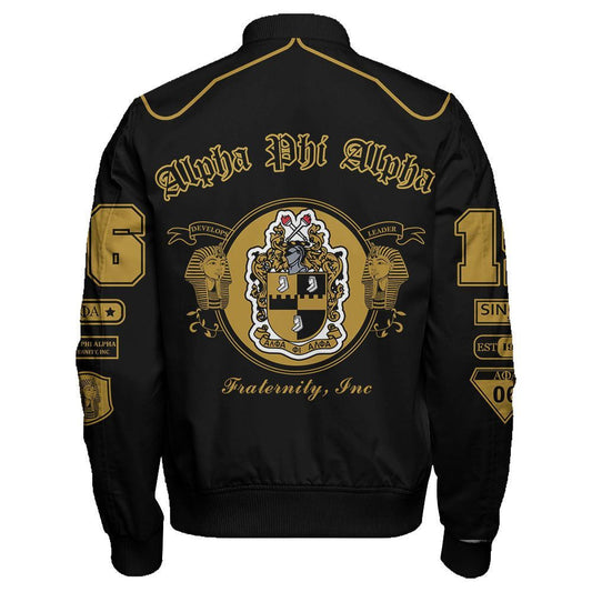 Leadership Alpha Phi Alpha Sleeve Zip Bomber Jacket