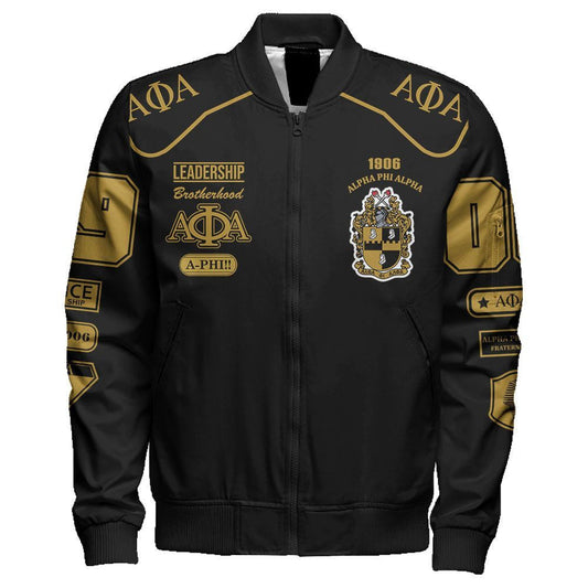 Leadership Alpha Phi Alpha Sleeve Zip Bomber Jacket