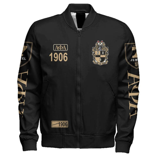 1906 Ice Cold Alpha Phi Alpha Giza Sleeve Zip Bomber Jacket