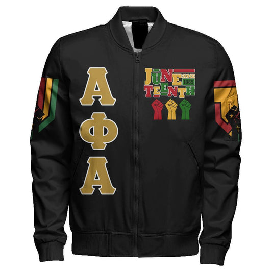 APA Juneteenth Freedom Sleeve Zip Bomber Jacket | Africazone.store