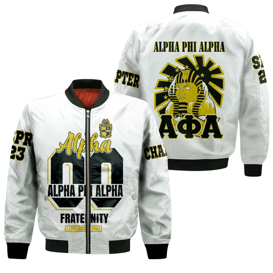 Getteestore Sleeve Zip Bomber Jacket - (Custom)  Alpha Phi Alpha Fraternity and Sphinx A35