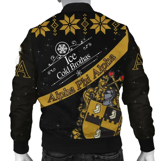 GetteeStore Jacket - Alpha Phi Alpha Ice Cold Brothas Christmas Bomber Jacket J09