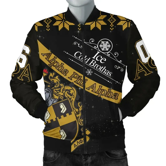 GetteeStore Jacket - Alpha Phi Alpha Ice Cold Brothas Christmas Bomber Jacket J09