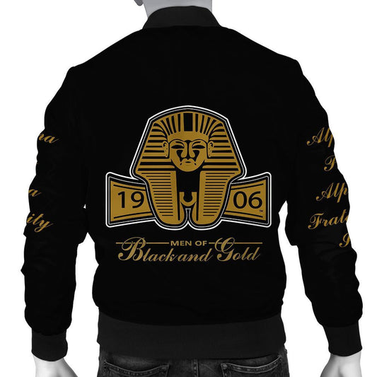 GetteeStore Jacket - Black And Gold Alpha Phi Alpha Giza Bomber Jacket J5