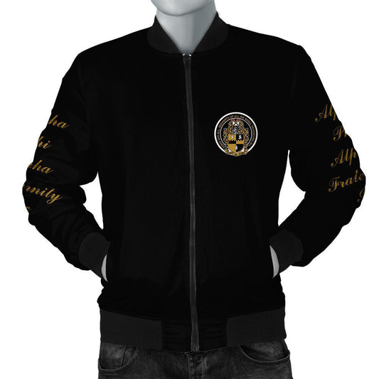 GetteeStore Jacket - Black And Gold Alpha Phi Alpha Giza Bomber Jacket J5