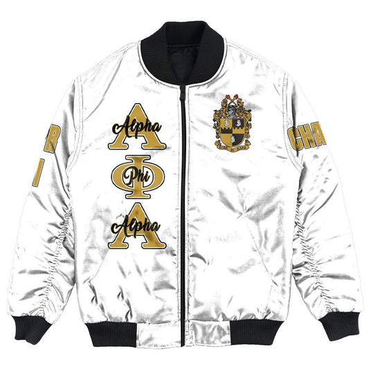(Custom) Getteestore Jacket - Alpha Phi Alpha ( White ) Bomber Jackets A31