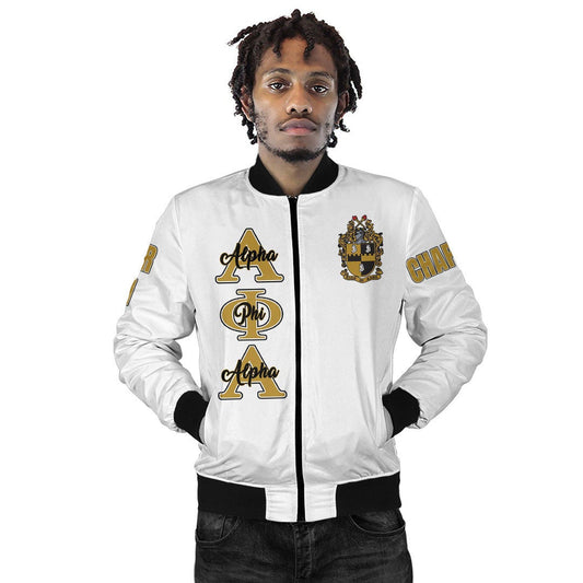 (Custom) Getteestore Jacket - Alpha Phi Alpha ( White ) Bomber Jackets A31