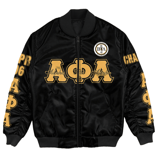 Gettee Bomber Jacket - Alpha Phi Alpha - Beta Tau Lambda Bomber Jacket A7