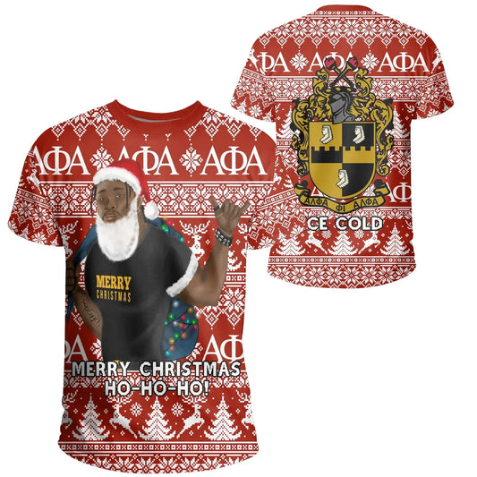 GetteeStore T-Shirt - Christmas Alpha Phi Alpha T-Shirt Red J5