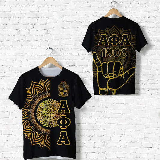 GetteeStore T-shirt - Alpha Phi Alpha Fraternity Mandala Vibes - Hand Sign T-shirt J5