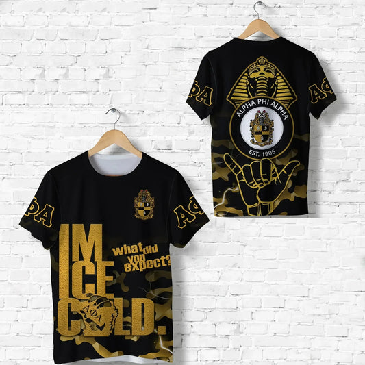 GetteeStore T-shirt - Alpha Phi Alpha Fraternity Camouflage Black Vibes - Ice Cold T-shirt J5