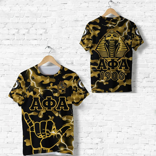 GetteeStore T-shirt - Alpha Phi Alpha Fraternity Camouflage Vibes - Hand Sign No.1 T-shirt J5